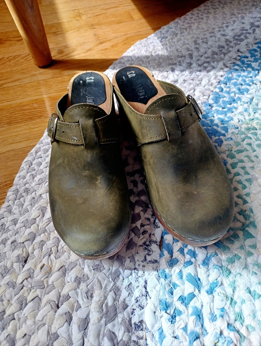Sandgrens Olive Green Women's Leather Clog Heels Size 41 - Picture 3 of 8